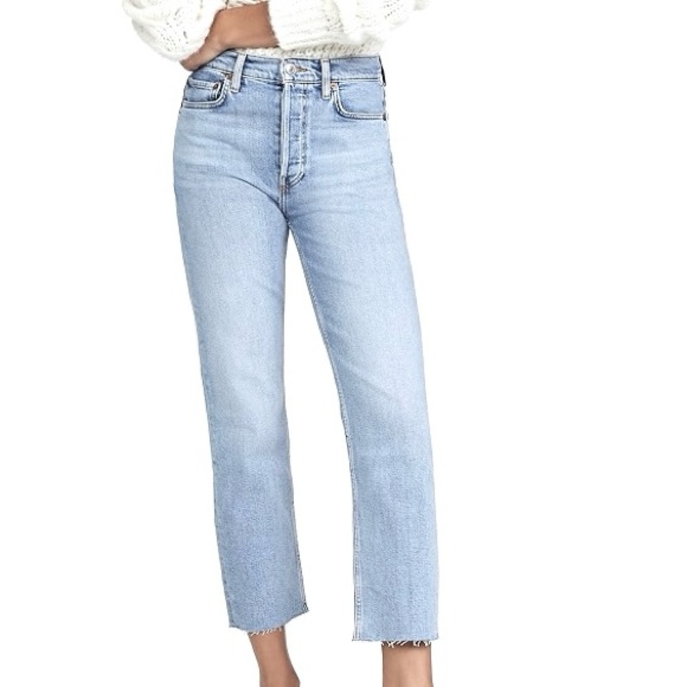 RE/DONE Originals 70s Stove Pipe Womens Size 26 Light Blue are Done High Waist
